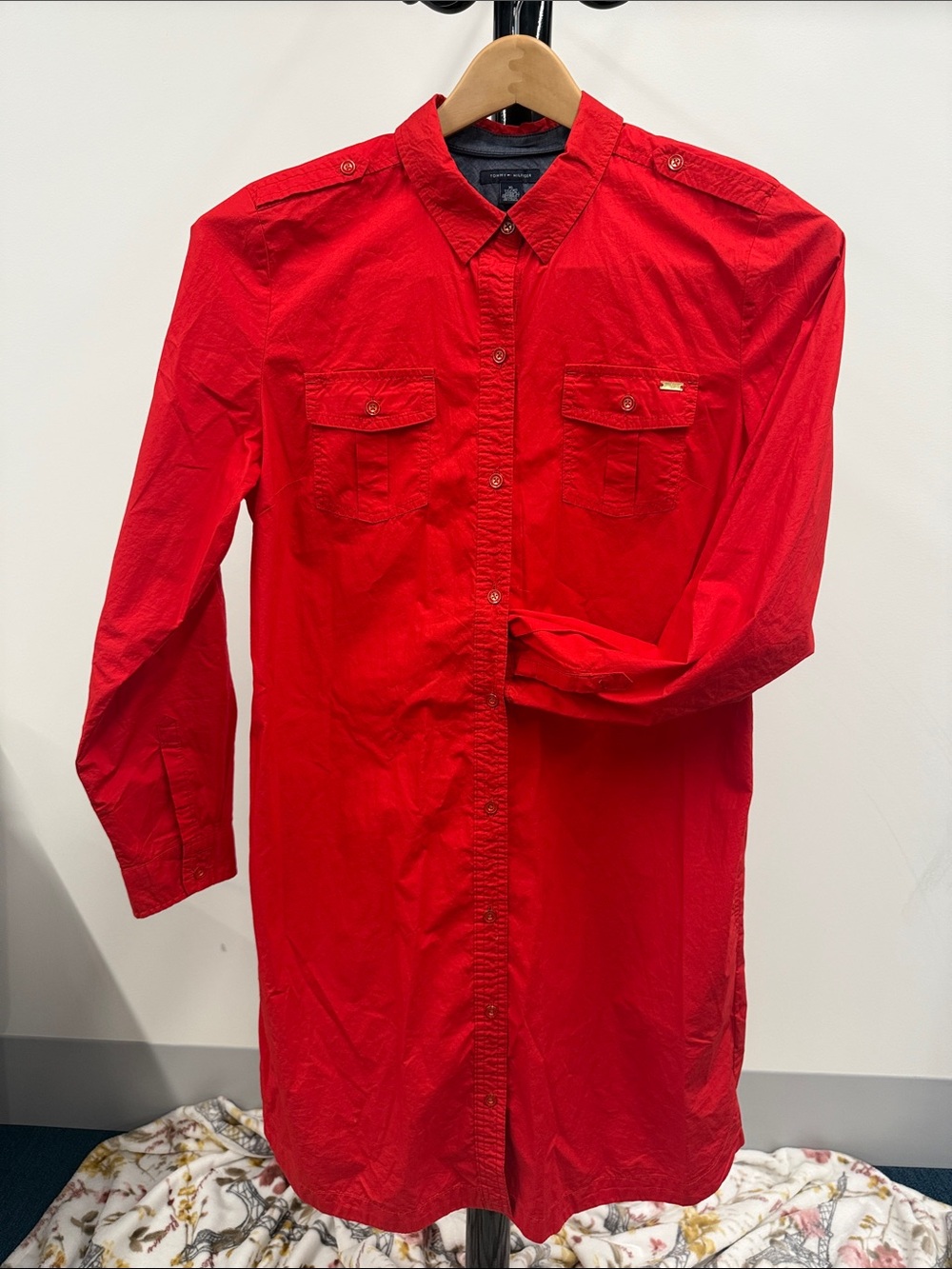 Tommy Hilfiger Red Women's Midi Shirt Dress